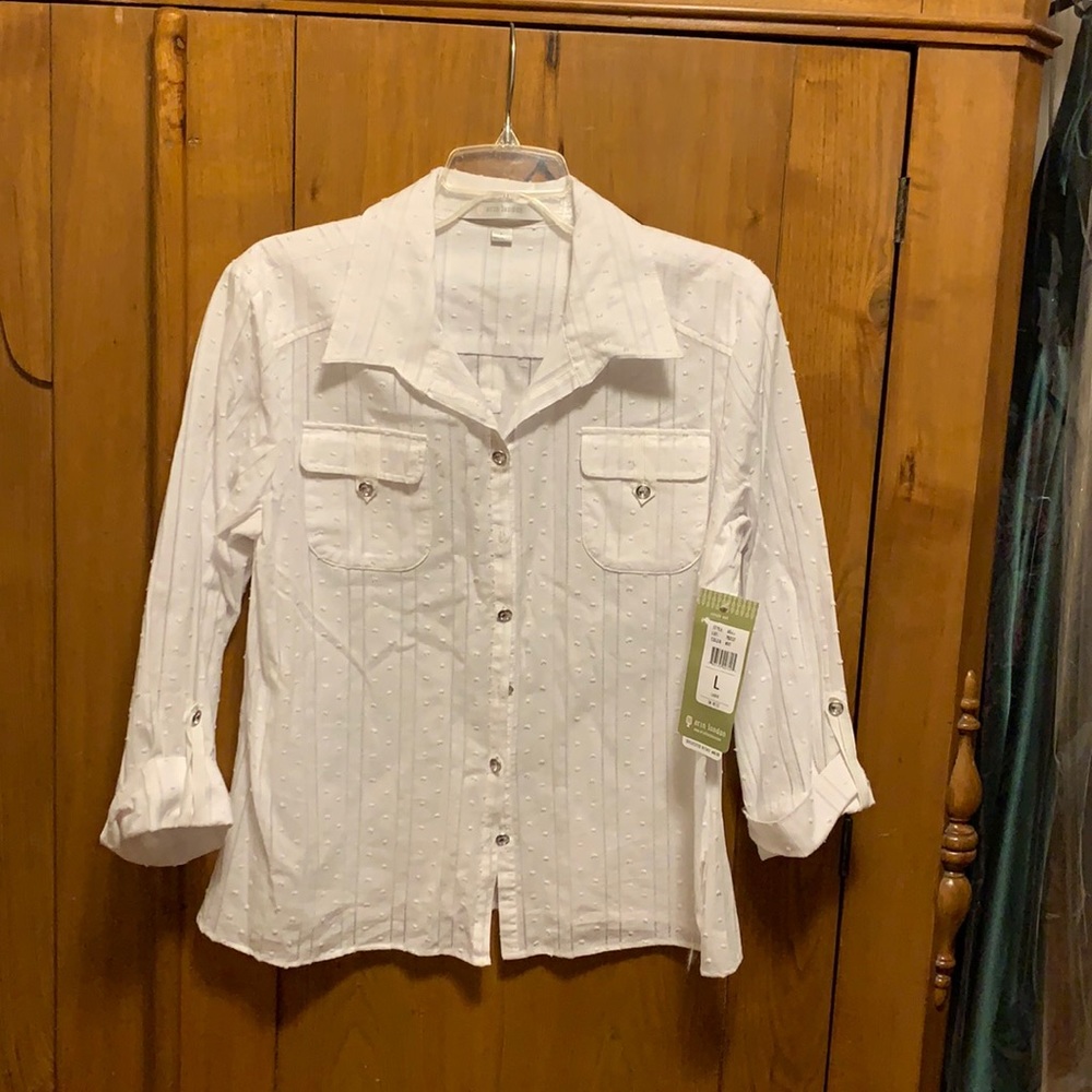 White Erin London 3/4 sleeve shirt/ blouse sz L